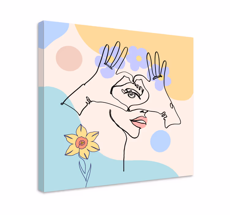 Quadro de arte linha abstrata feita à mão - TenStickers