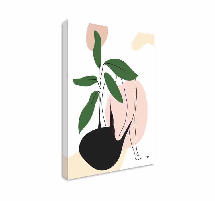 Quadro decorativo abstrato figura feminina com planta - TenStickers