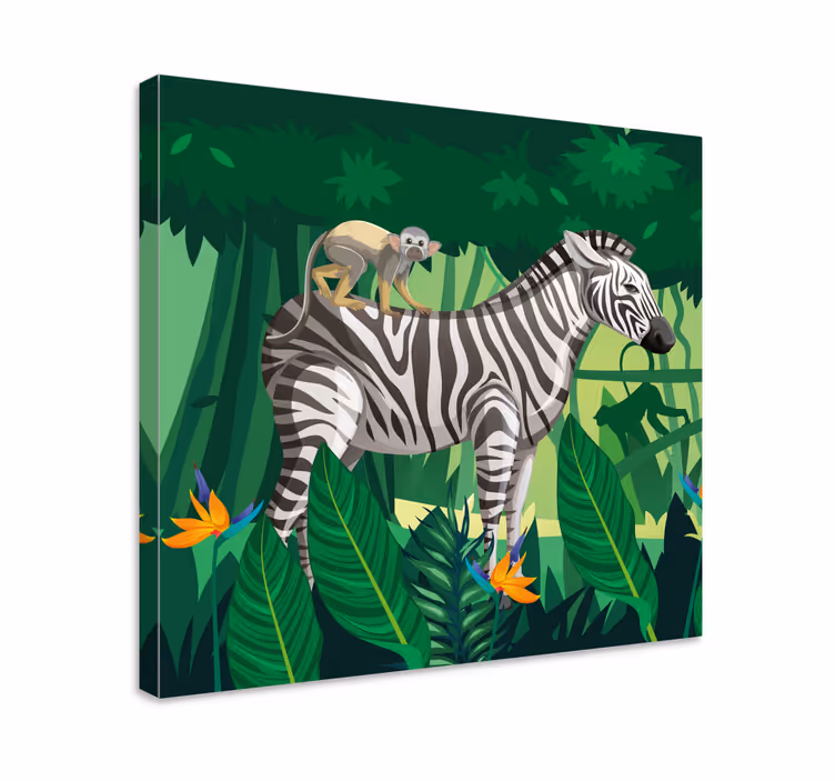 Quadro animais zebra com macaco - TenStickers