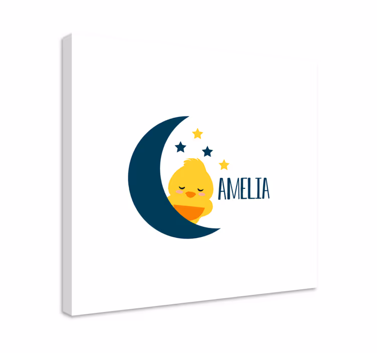 Quadro para bebê pintinho sonolento na lua - TenStickers