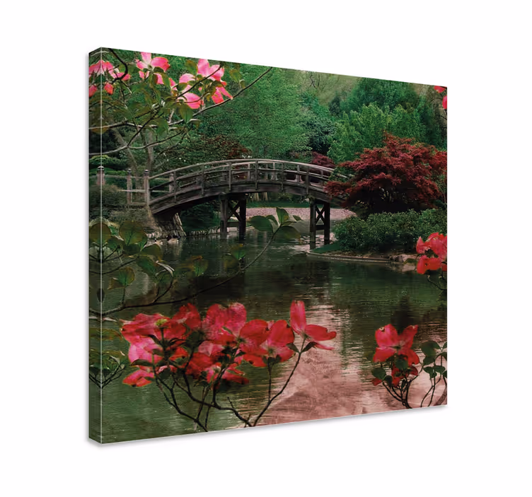 Quadro de flores ponte cercada de flores - TenStickers