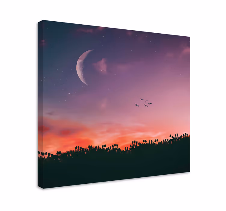 Quadro de paisagem céu crepuscular iluminado pela lua - TenStickers