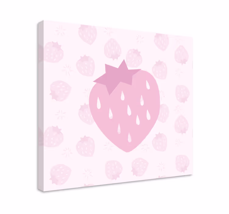 Quadro decorativo de vinícola morango coração rosa - TenStickers