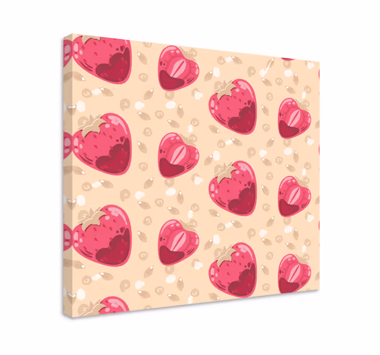 Quadro decorativo de vinícola padrão coração de morango - TenStickers