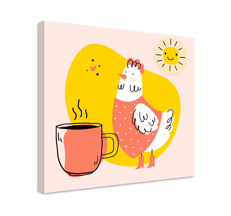 Quadro animais galinha feliz pela manhã - TenStickers