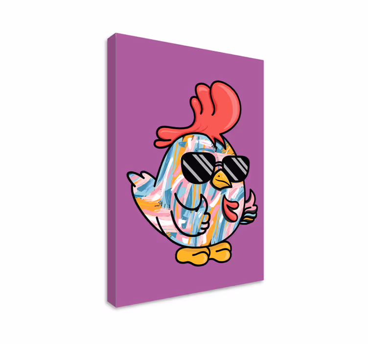 Quadro animais personagem galinha descolada - TenStickers