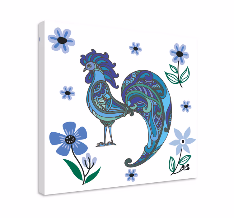 Quadro animais escultura de galo colorido - TenStickers