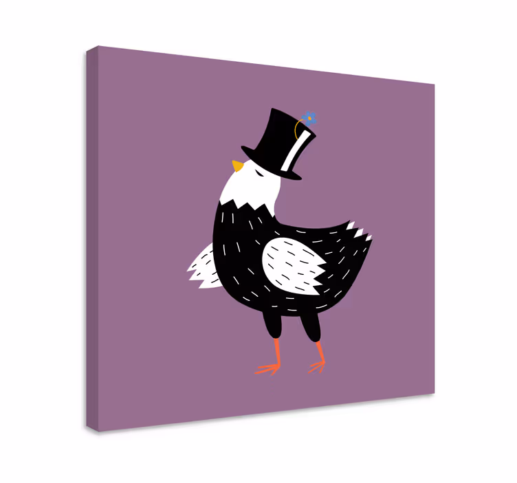 Quadro de pássaros elegante com chapéu - TenStickers