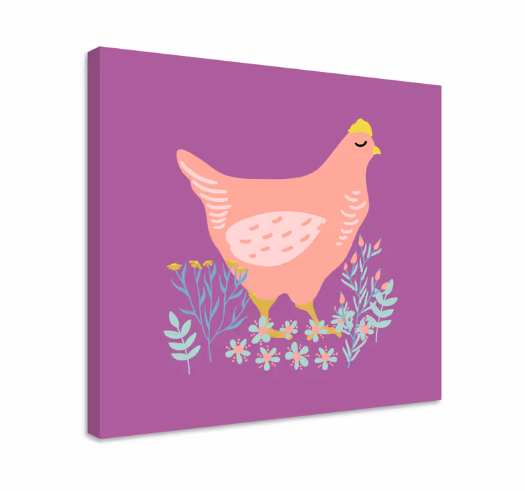 Quadro animais galinha rosa encantadora - TenStickers