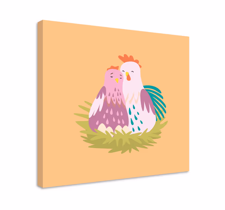 Quadro animais casal de galinhas no ninho - TenStickers