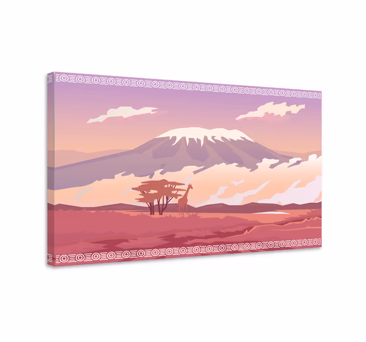 Quadro de paisagem vista da montanha com girafa - TenStickers