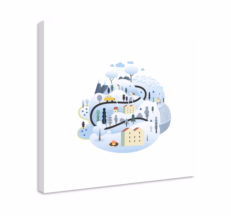 Quadro infantil Vila cinza com montanhas - TenStickers