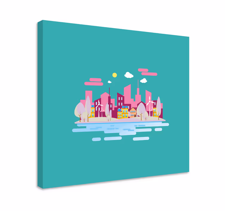 Quadro de cidade paisagem urbana vibrante - TenStickers