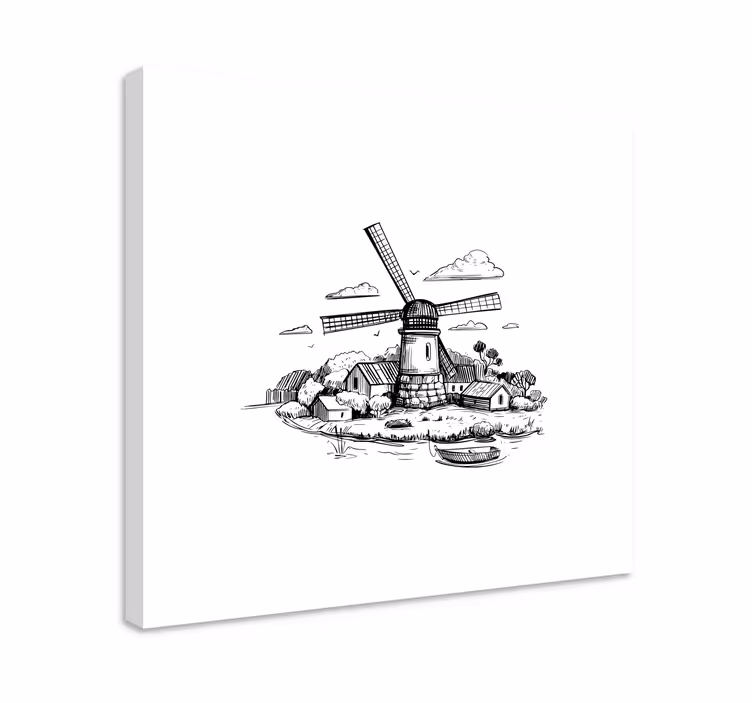 Quadro infantil Desenho de vila em preto e branco - TenStickers