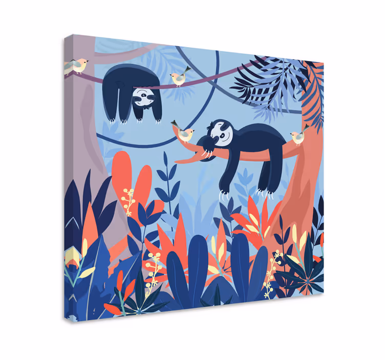 Quadro animais preguiças no galho - TenStickers