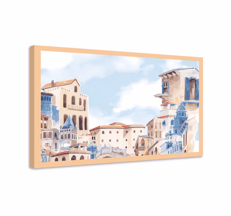 Quadro de cidade vila costeira encantadora - TenStickers