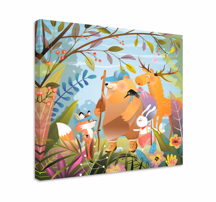 Quadro infantil Amigos animais na floresta - TenStickers