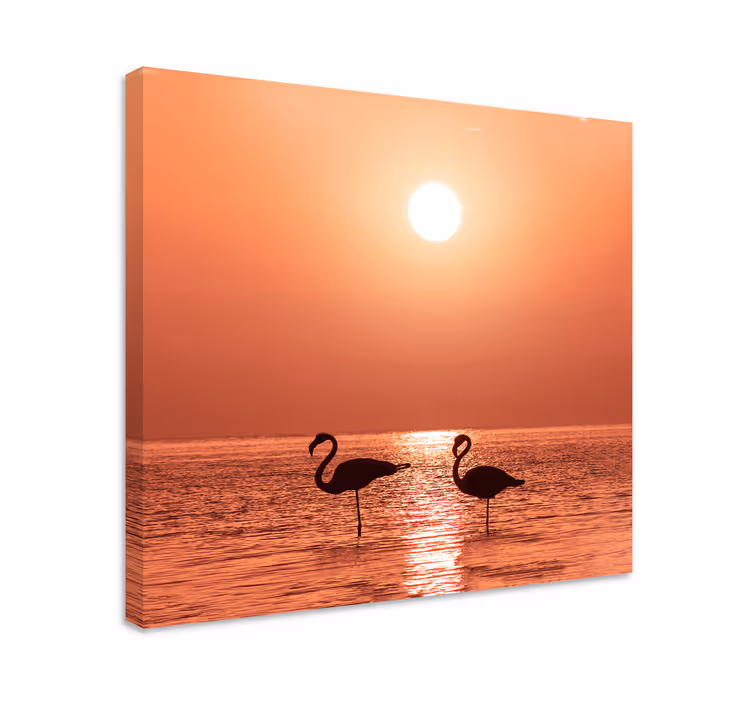 Quadro de pássaros flamingos ao pôr do sol - TenStickers