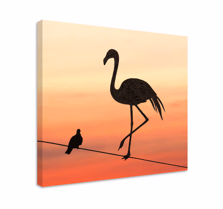 Quadro para hall de entrada Flamingo e produtode pássaros - TenStickers
