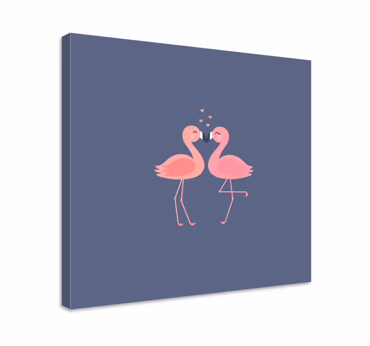 Quadro para hall de entrada Flamingos formando um coração - TenStickers