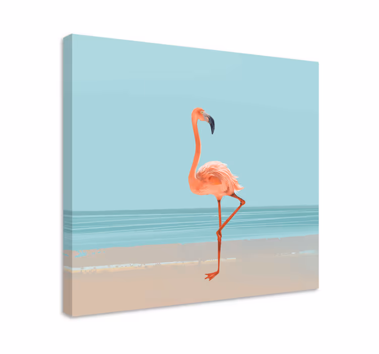 Quadro sala casamento Foto de flamingo na areia - TenStickers