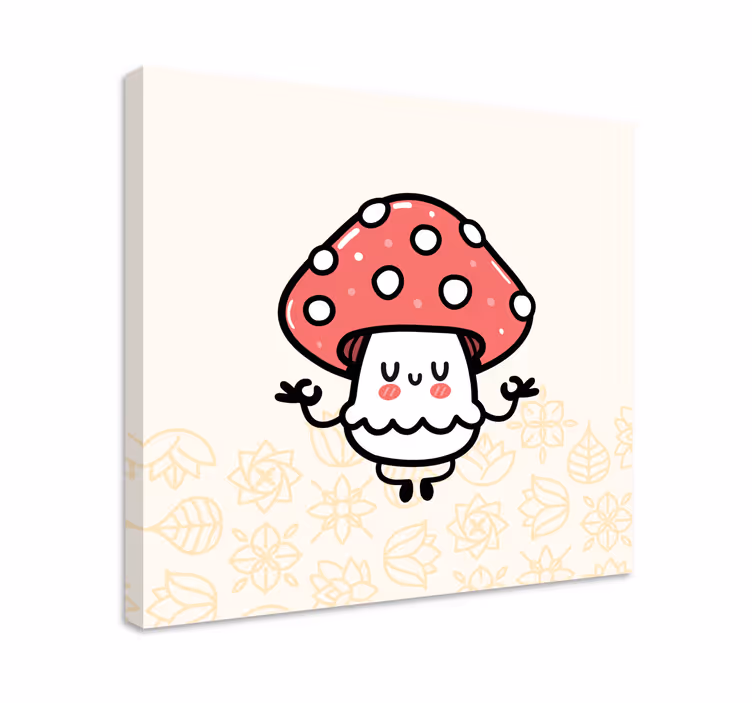 Quadro de dinossauro personagem cogumelo fofo - TenStickers