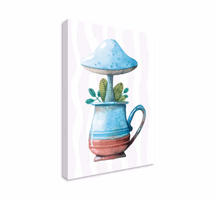 Quadro para cozinha Desenho de cogumelo fofo na xícara - TenStickers
