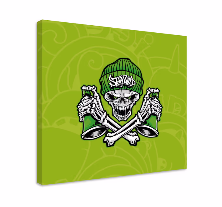 Quadros decorativos personagens caveira segurando copos - TenStickers