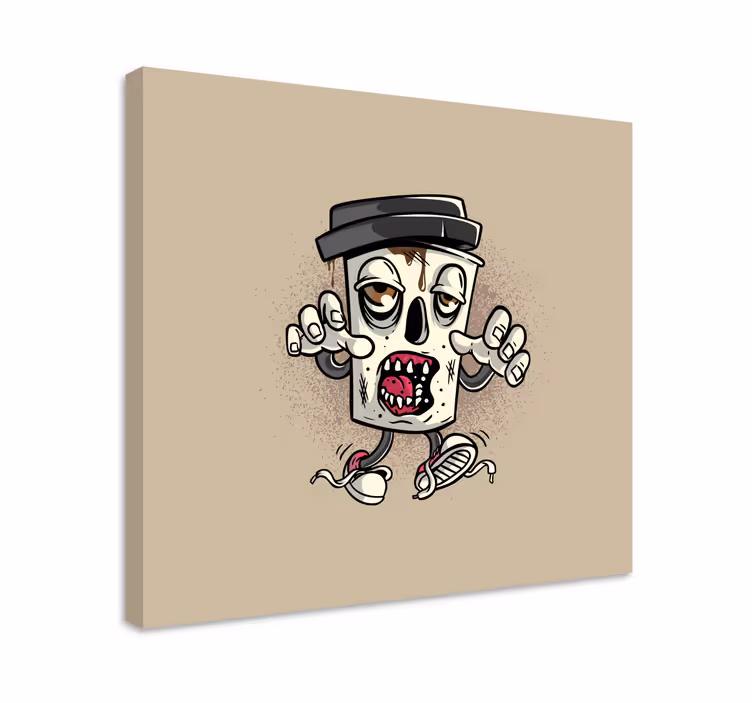 Quadro moderno Personagem de graffiti de zumbi de café - TenStickers