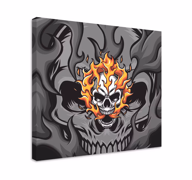 Quadro frase caveira com chamas - TenStickers
