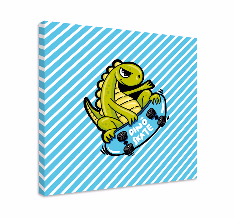 Quadro de dinossauro diversão com skateboard dino - TenStickers