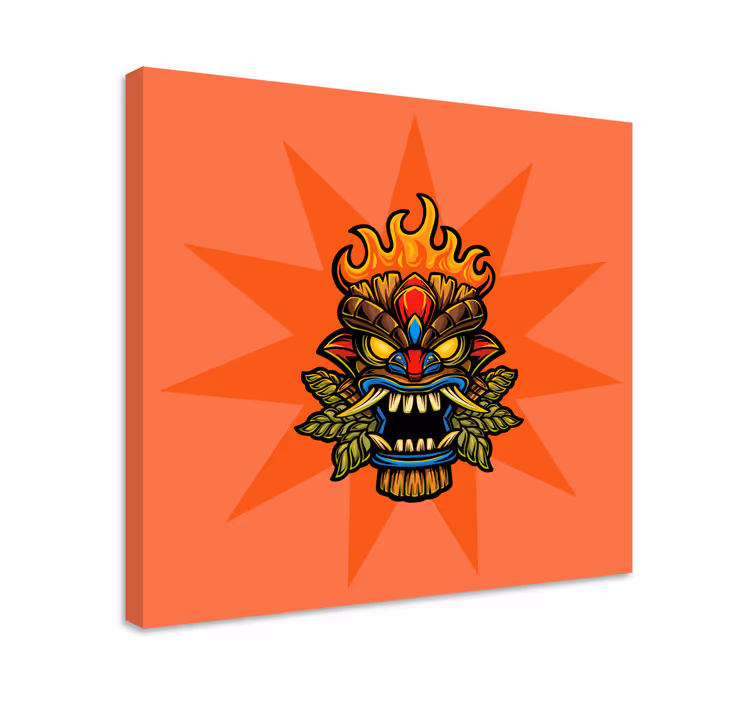 Quadro de música máscara tribal ardente - TenStickers