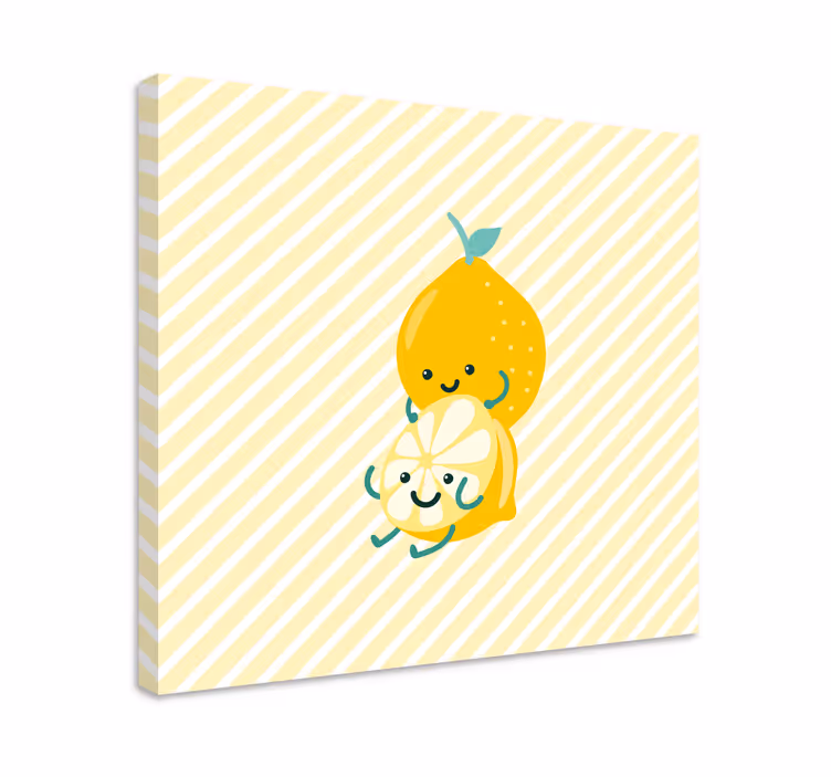 Quadro decorativo de vinícola limões fofos abraçados - TenStickers