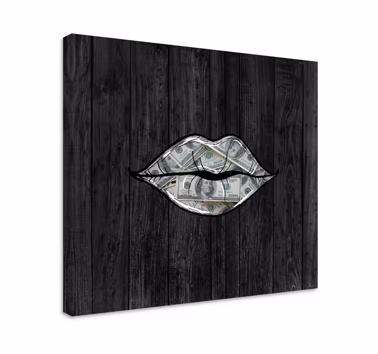 Quadro decorativo ornamental lábios com dinheiro - TenStickers