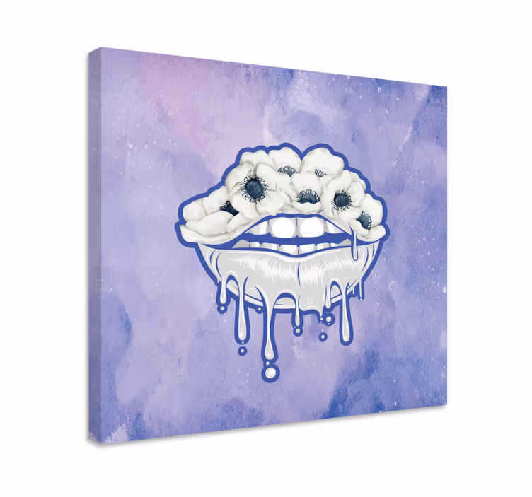 Quadro decorativo ornamental boca com flores - TenStickers