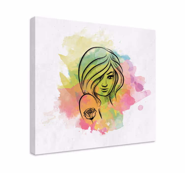 Quadros decorativos personagens retrato feminino em aquarela - TenStickers