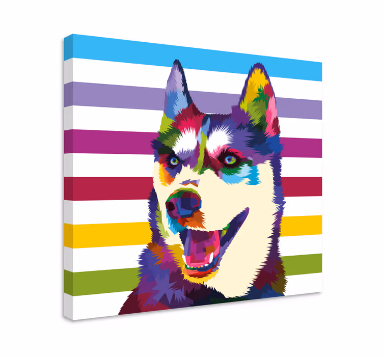 Quadro de cães retrato colorido de husky - TenStickers