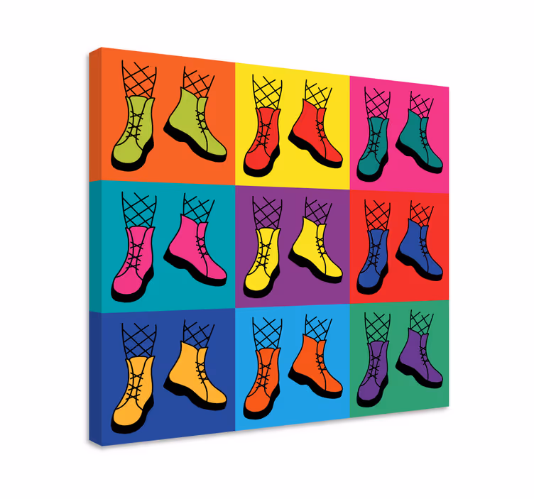 Quadro frase botas coloridas com amarração - TenStickers