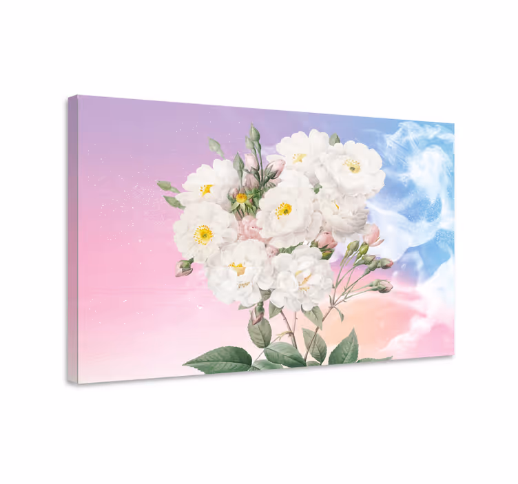 Quadro de flores buquê floral branco - TenStickers