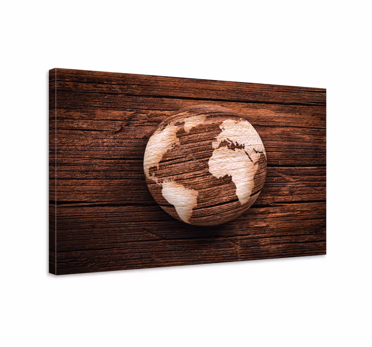 Quadro mapa mundi em design de globo de madeira - TenStickers