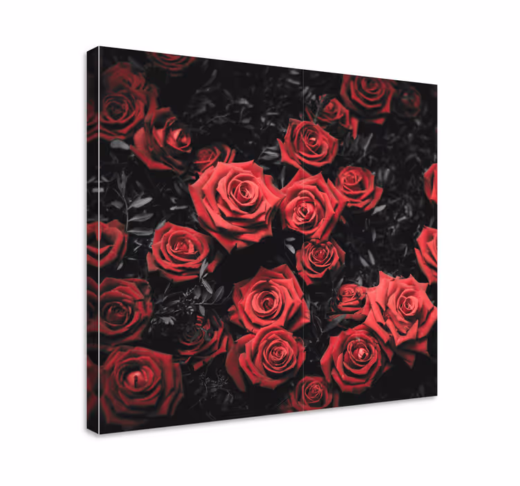 Quadro de flores Preto e branco com rosas vermelhas - TenStickers
