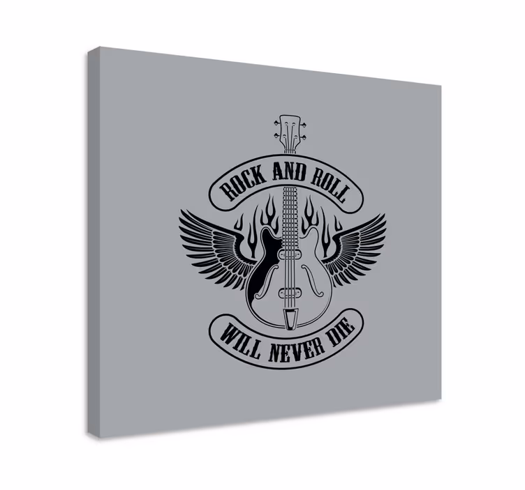 Quadro de música Guitarra em chamas com texto rock - TenStickers