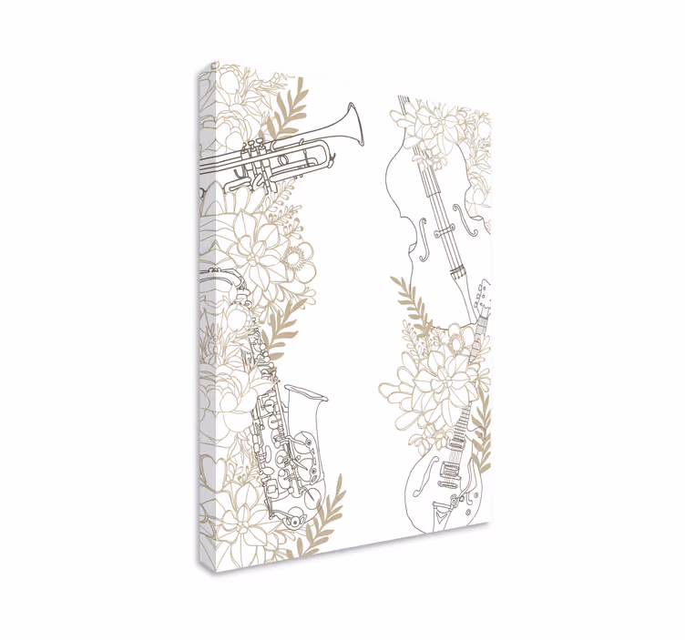 Quadro de música instrumentos musicais florais - TenStickers
