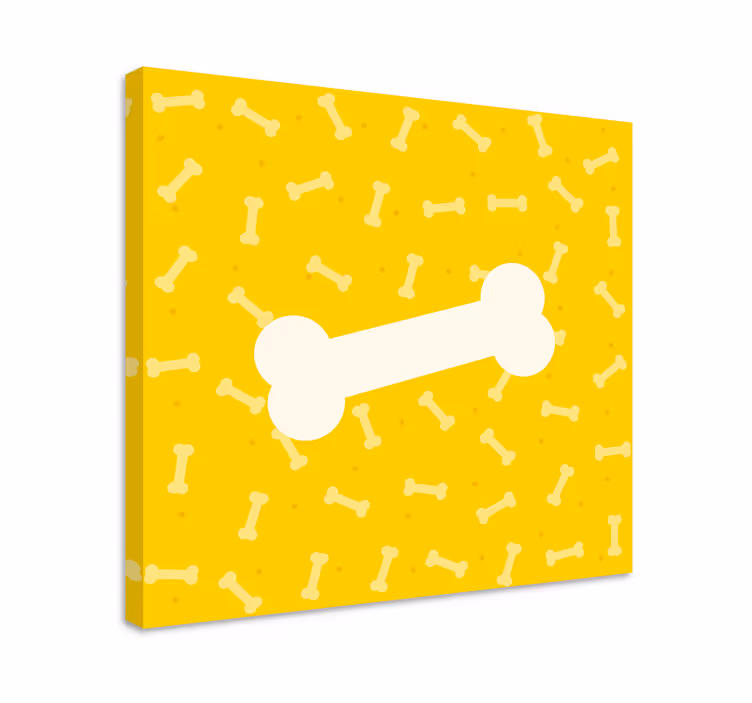 Quadro de cães Osso de cão com fundo amarelo fofo - TenStickers