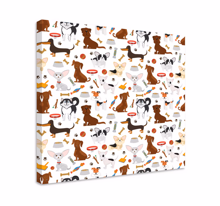 Quadro de cães dupla de filhotes brincalhões - TenStickers