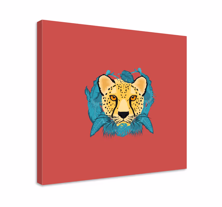 Quadro animais guepardo com folhagem - TenStickers