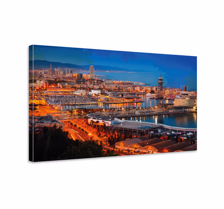 Quadro 3D Vistas de barcelona à noite - TenStickers