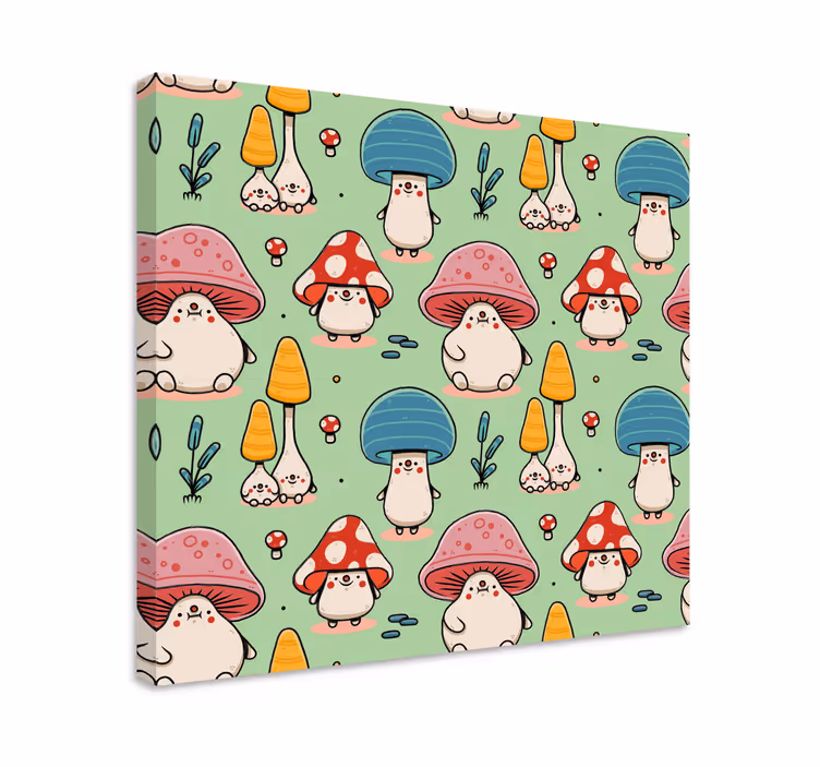Quadro animais criaturas fofas de cogumelo - TenStickers