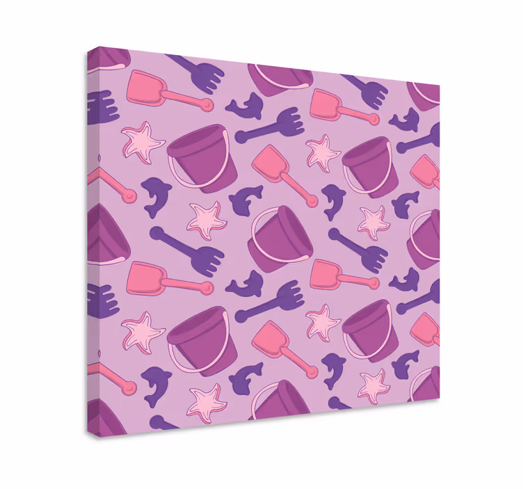 Quadro infantil com padrão de brinquedos de praia - TenStickers