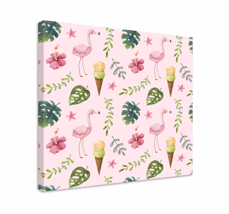 Quadro decorativo mosaico flamingos e sorvete - TenStickers